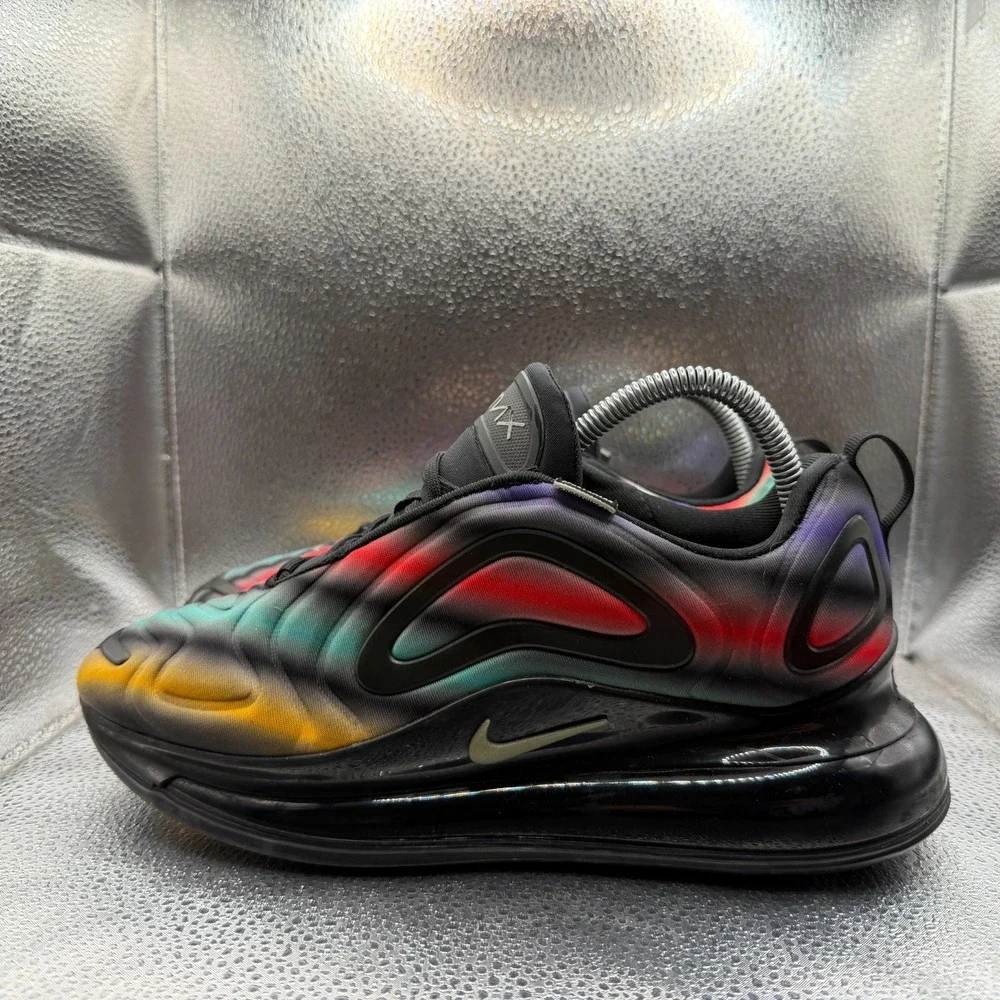 Size 7Y Nike Air Max 720 GS Black‎ Multi Kids Lace-Up Running Shoes AQ3196-011